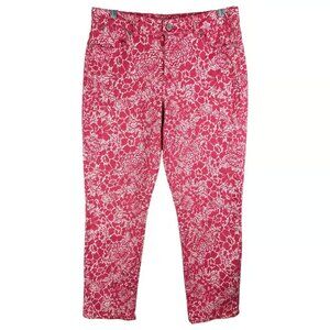 Talbots Size 6 Jeans Slim Crop Pink White Floral Print Stretch Skinny